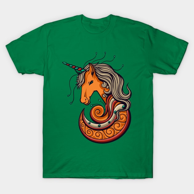 Unicorn Head Illustration T-Shirt by Mako Design 